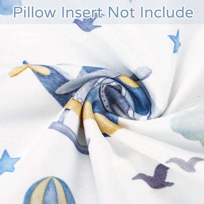 Nursing Pillow Cover, Breastfeeding Pillow Cover for Baby Girls Boys, Soft Stretchy Nursing Pillowcase for Infant Newborn, Removable Slipcover for Nursing Pillows, Blue Airplane(Only Cover)