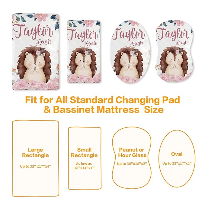 Custom Changing Pad Cover Set - Jersey Knit Comfy CozyUltra Soft Unisex Diaper Changing Table Covers with Personalized Name for Baby Boys Girls - Waterproof Ultra Soft 4 Pcs Set Style19