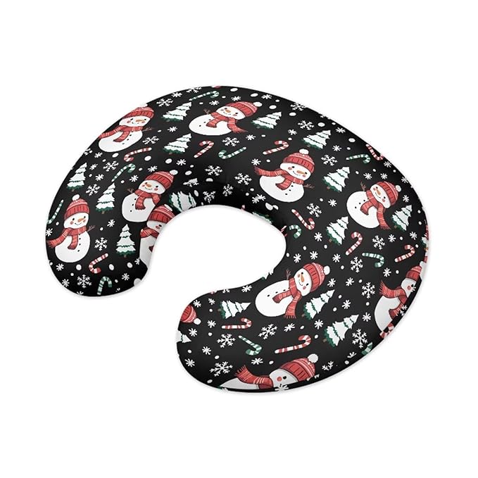 Nursing Pillow Cover for Baby Boys Girls, Xmas Snowman Breastfeeding Pillow Slipcover, Christmas Decorations Soft Nursing Pillowcase for Newborn Infant, Cover Only
