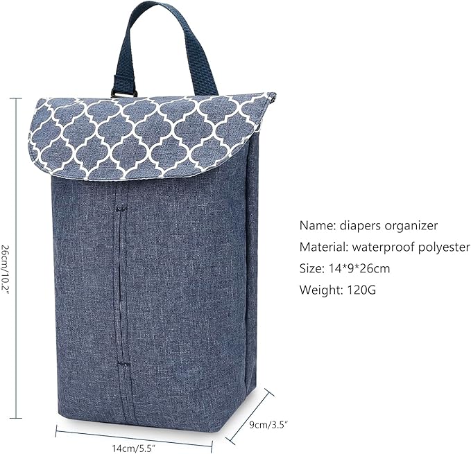 MOMIGO Wet Dry Bags for Baby Wipes Diapers - Reusable, Washable for Stroller, Diapers, Toiletries with Wipes and Diapers Drawing Opening (Blue)