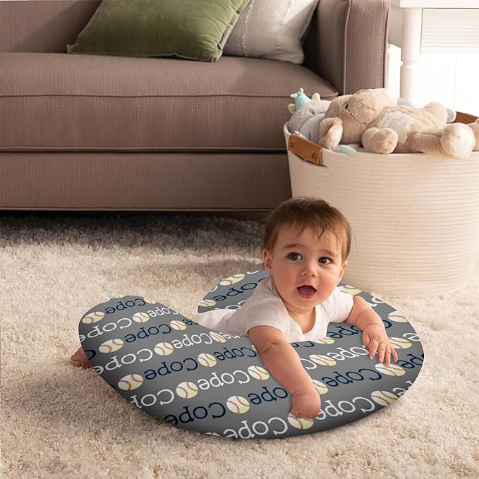 Baby Nursing Pillow Cover - Personalized Name Baseball Theme Breastfeeding U-Shaped for Bottle Feeding, Ultra Soft Comfortable Breastfeeding Pillow Cover for Infant Baby Boys and Girls