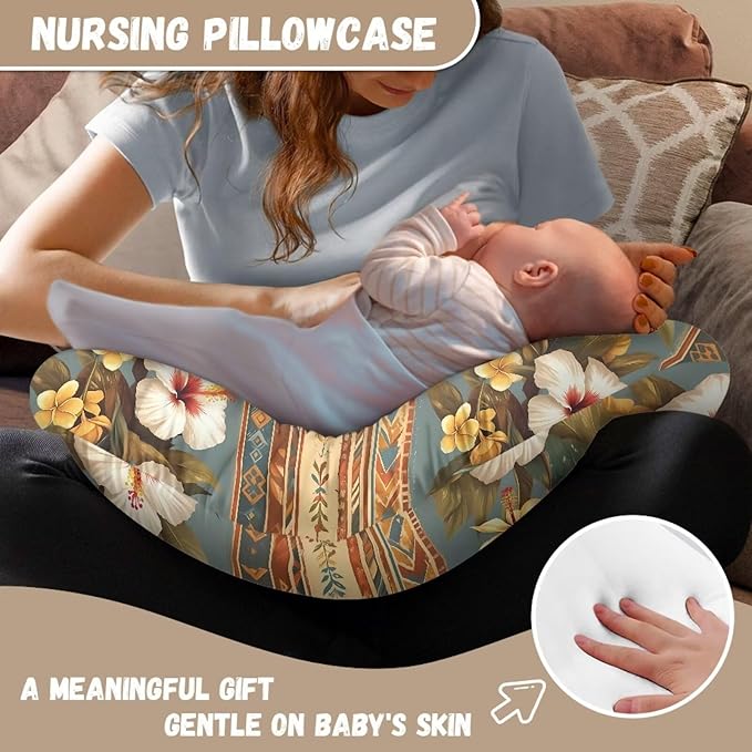 Hibiscus Stretchy Nursing Pillow Covers Soft and Comfortable Fits On Standard Tribe Stripe Southwestern Infant Nursing Pillows for Baby Boy Girl