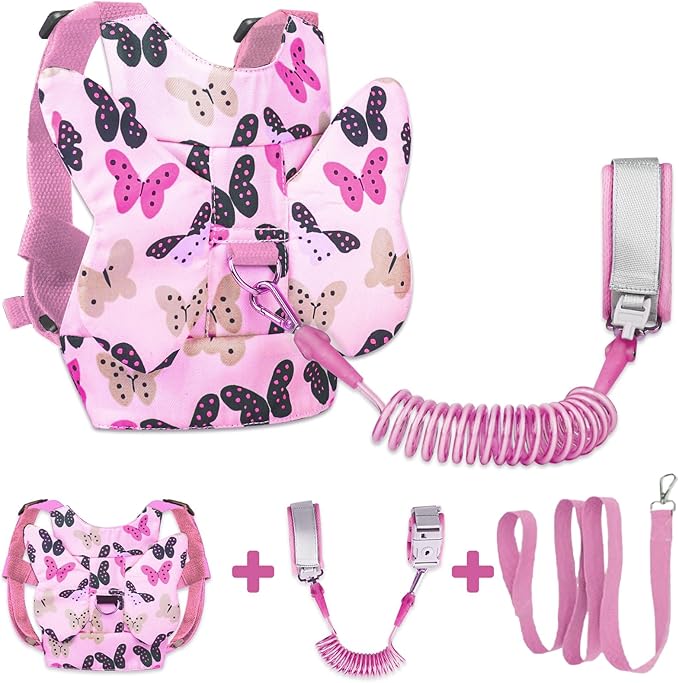 Toddler Harness with Anti Lost Wrist Link - Baby Safety Leash for Kids for Travel for Crowded Parks, Airports