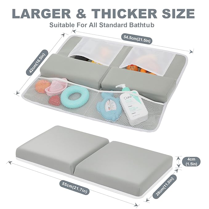 TOUA Comfortable Soft Baby Support Bathtub Kneeler Mat Knee Saver Cushion and Bathroom Elbow Rest Pad Set