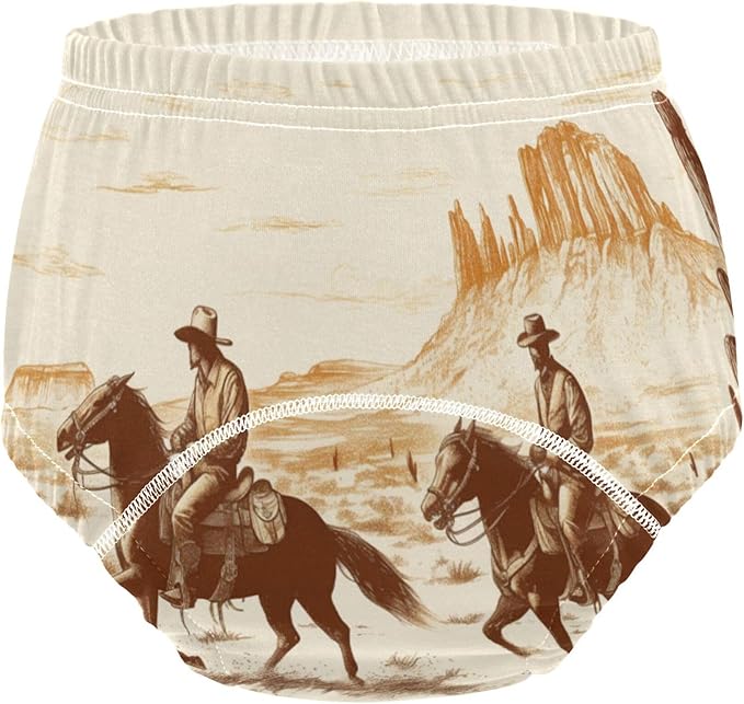 Little Boys Training Potty Underwear Reusable Breathable Underwear for Toddler Girls 3T A Vintage Western Drawing Of Two Cowboys Riding Horses