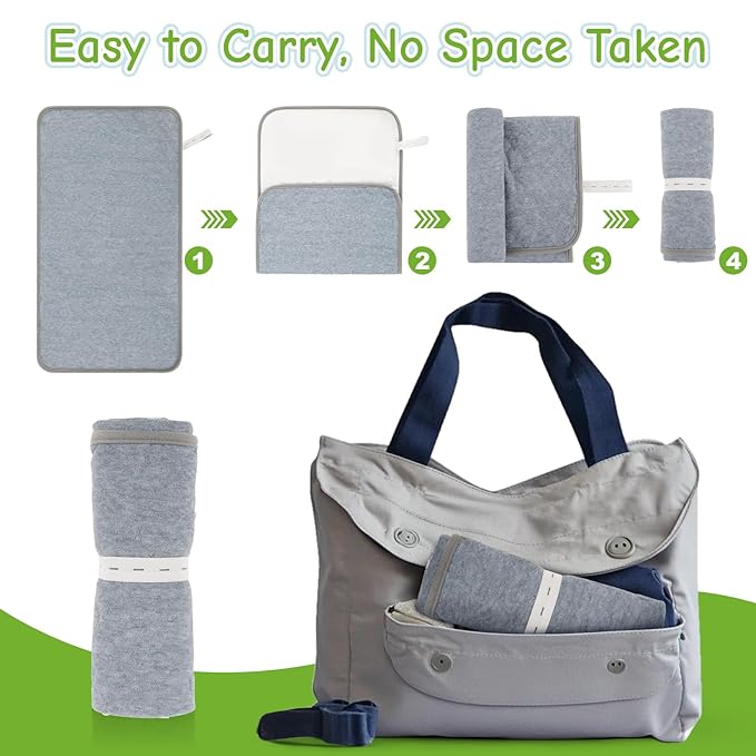 RAINFLOW Portable Changing Pads - Changing Table Liner,2 Pack Reusable Changing Pad Cover Waterproof,14.5"x 26.5" Reusable Table Pads for Travel,Grey