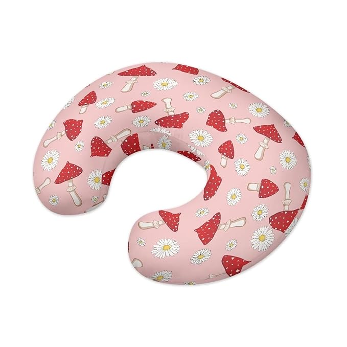 Mushroom and Daisy Nursing Pillow Cover for Baby Boy Girl Soft and Stretchy Safely Breastfeeding Pillow Cover Baby Essentials