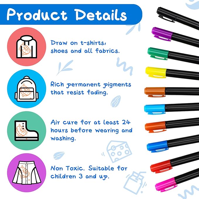 Jutom 38 Pcs DIY Baby Bibs Decorating Kit 14 Bibs 14 Stencils 10 Fabric Markers 2 Ply Feeder Design Bib for Shower Games