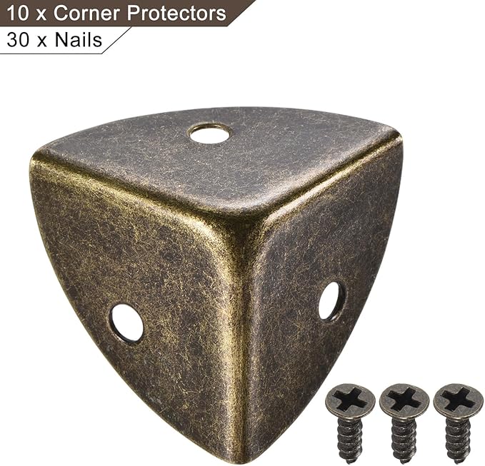 uxcell 30x30x30mm Metal Box Corner Protectors Edge Guard Iron Bronze Tone 10pcs for Table Corners and Desk Corners