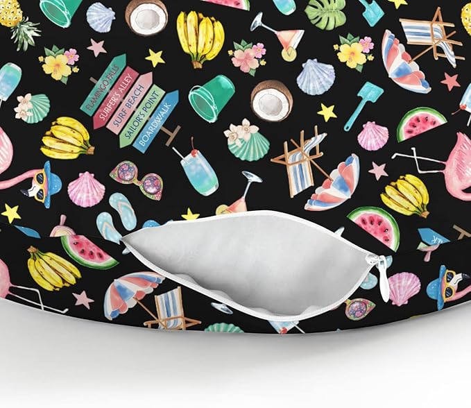 Surf Beach Summer Nursing Pillow Covers for Boy Girl Flamingo Tropical Leaves Floral Fruits Nursing Slipcovers for Breastfeeding Pillows Beach Party Vacation Soft Stretchy Covers for Newborn Infant