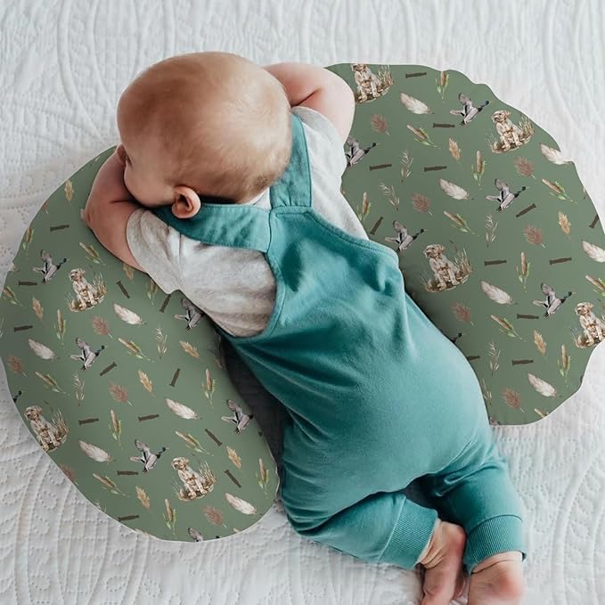Duck Hunting Hunter Baby Nursing Pillow Covers for Boy Girl Flying Mallard Ducks Dog Reef Feathers Nursery Pillowcase for Breastfeeding Pillows Soft Stretchy Wild Bird Slipcovers for Newborn Infant