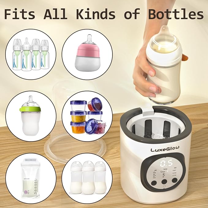 Fast Baby Bottle Warmer for Breastmilk and Formula,10-in-1 Functionality Intelligently Heating, Accurate Temperature Control, Sterilizing, Travel-Friendly Design for All Bottle Sizes