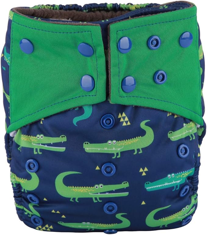 3 AIll in One Cloth Diapers Nappies for Night AIO Sewn in Insert Reusable Washable (Dinosaur Pack)