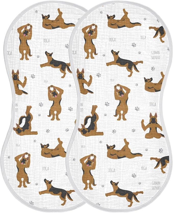 vvfelixl Burp Cloths Yoga Dogs German Shepherd for Baby Boy Girls Baby Washcloths Burp Rags 1 Pack