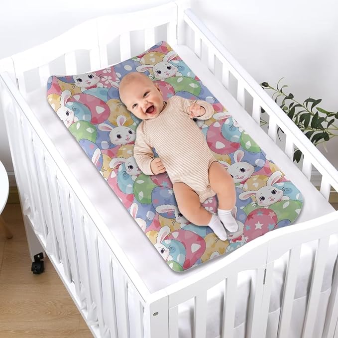 Easter Egg Rabbit Changing Pad Cover Infant Newborn Changing Table Covers Diaper Soft Breathable Table Change Mat Sheet Cover