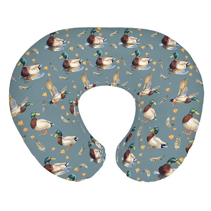 Vintage Mallard Ducks Baby Nursing Pillow Covers for Boy Girl Retro Duck Hunting Nursery Pillowcase for Breastfeeding Pillows Wild Birds Feathers Soft Stretchy Slipcovers for Newborn Infant