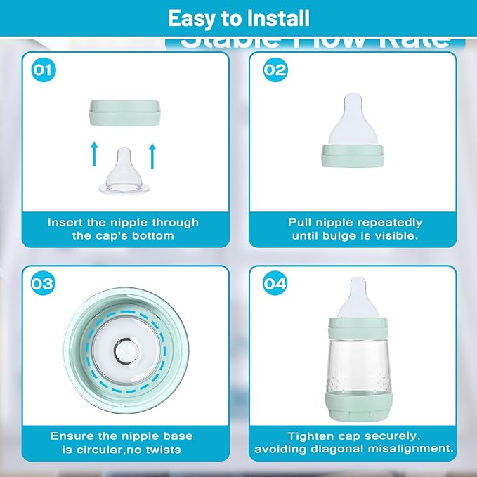 Silicone Nipples Compatible with MAM Baby Bottle, Soft Replacement Nipple for Baby 3m+, BPA Free, Anti-Colic, Medium Flow, Size 2, 6 Count