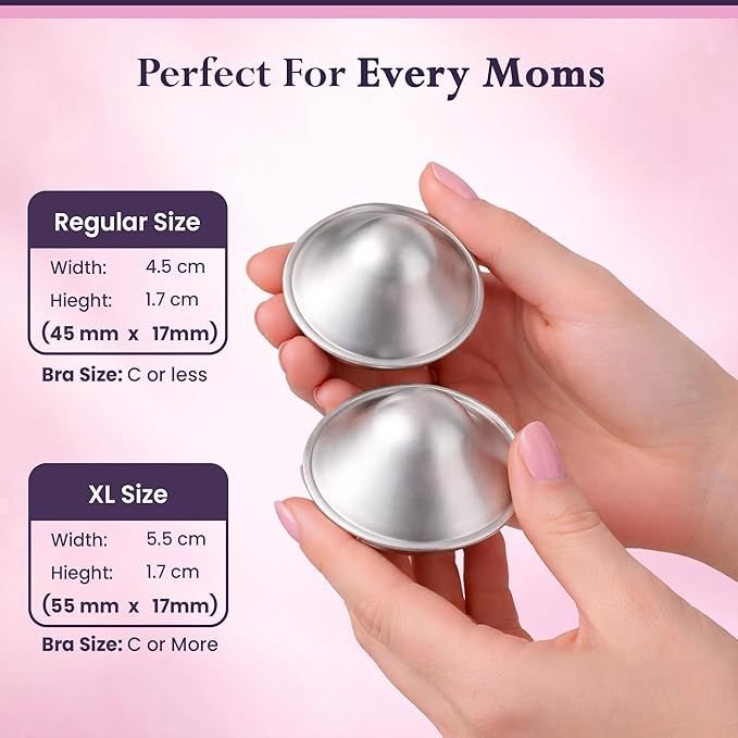 999 Pure Silver Nursing Cups for Breastfeeding – Silver Nipple Covers Breastfeeding Moms Use, Silver Nipple Shield & Nursing Cups for Sore, Sensitive Nipples, Reusable Silver Cups Breastfeeding Care