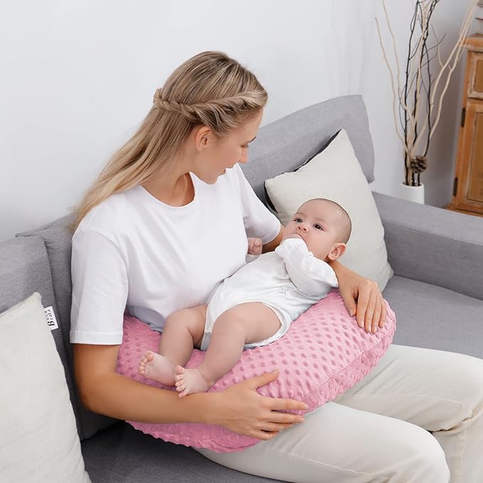 Pillowcase for Nursing Pillow and Positioner for Breastfeeding and Bottle Feeding, Propping Baby, Tummy Time, Baby Sitting Support, Awake-Time Support, Pillow Cover Only (Candy Pink)