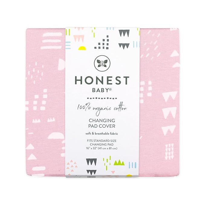 HonestBaby Organic Cotton Changing Pad Cover, Pattern Play Pink, One Size