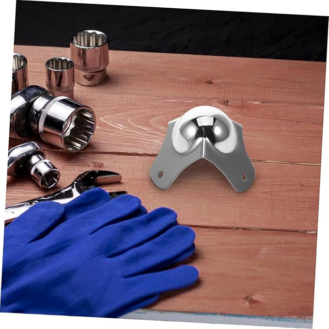 Alipis 6pcs Chromed Ball Corners Metal Edge Guard Protector for Furniture Table and Flight Cases Durable and Easy to Install for Protection