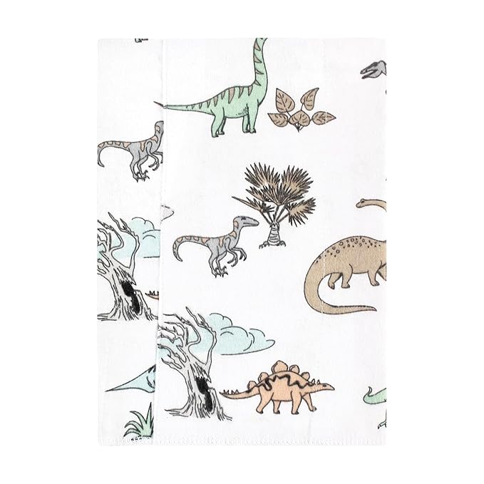 Hudson Baby Unisex Baby Cotton Flannel Burp Cloths 7-Pack, Neutral Dino World, One Size