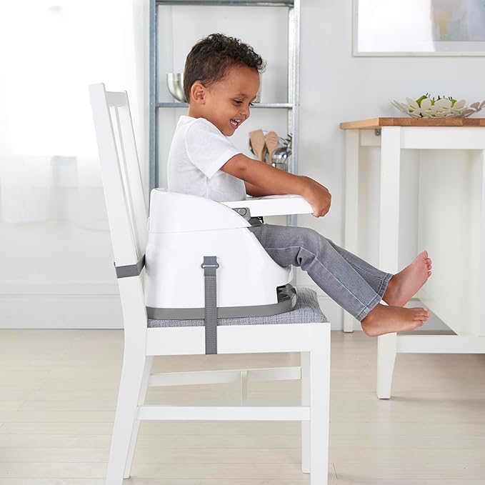 Ingenuity Baby Base 2-in-1 Booster Feeding and Floor Seat with Self-Storing Tray - Peony