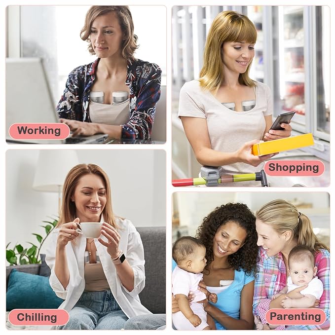 Wearable Breast Pump ABP-1506, Strong Suction Hand Free Double Electric Breast Pumps with 3 Modes & 9 Levels LED Display Portable Wearable Breastfeeding Pump for Office & Home, 21/24mm Flange