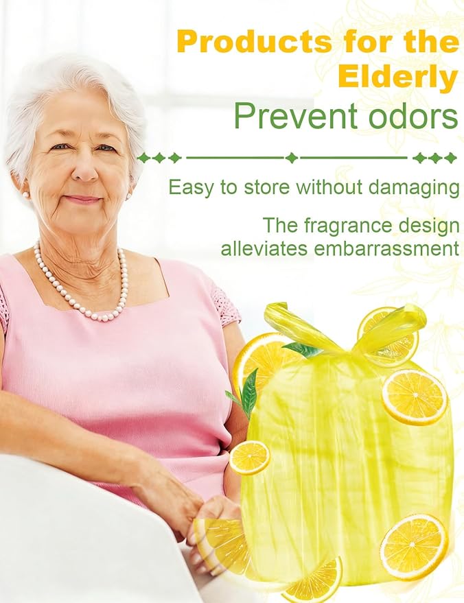 Large Adult Diaper Disposal Bags (23"x18") with Wall Mount Storage Box, 96 Pcs Thick Disposable Diaper Sacks, Odor Lock to Reduce Embarrassment,Incontinence Disposal Bags for Home & Travel Use,Yellow