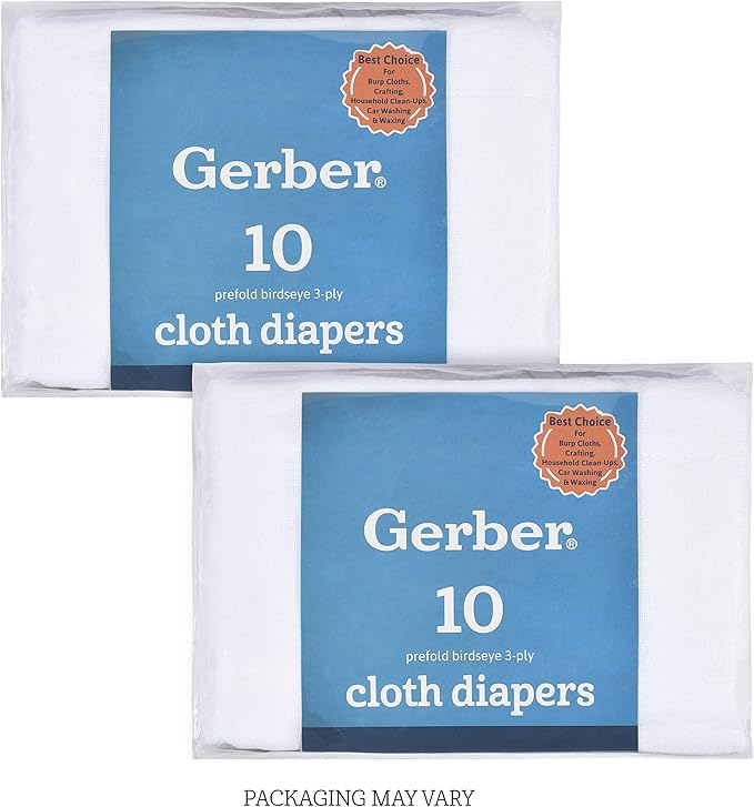 Gerber Unisex Baby Boys Girls Birdseye Flatfold Cloth Diapers Multipack White 20 Pack