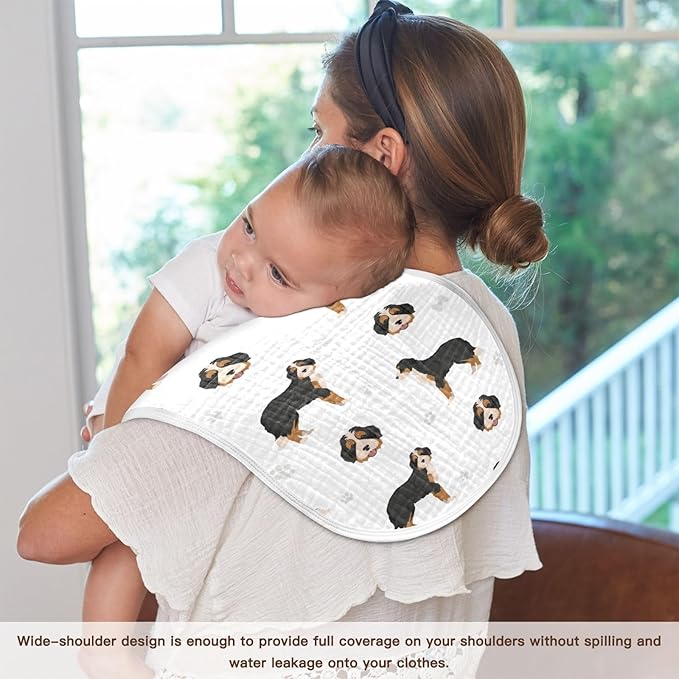 vvfelixl Burp Cloths Bernedoodle Dog for Baby Boy Girls Baby Washcloths Burp Rags 1 Pack