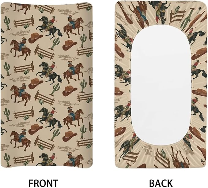 Horse Changing Pad Cover Waterproof Breathable Universal Tray Table Mat for Boys Girls Stretchy Soft Changing Table Cover