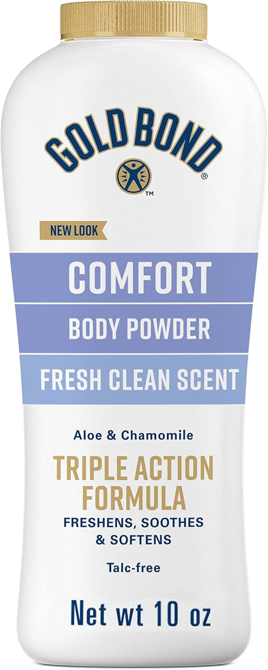 Gold Bond Comfort Body Powder for Men and Women, 10 oz., Talc-Free, Fresh Clean Scent With Aloe & Chamomile