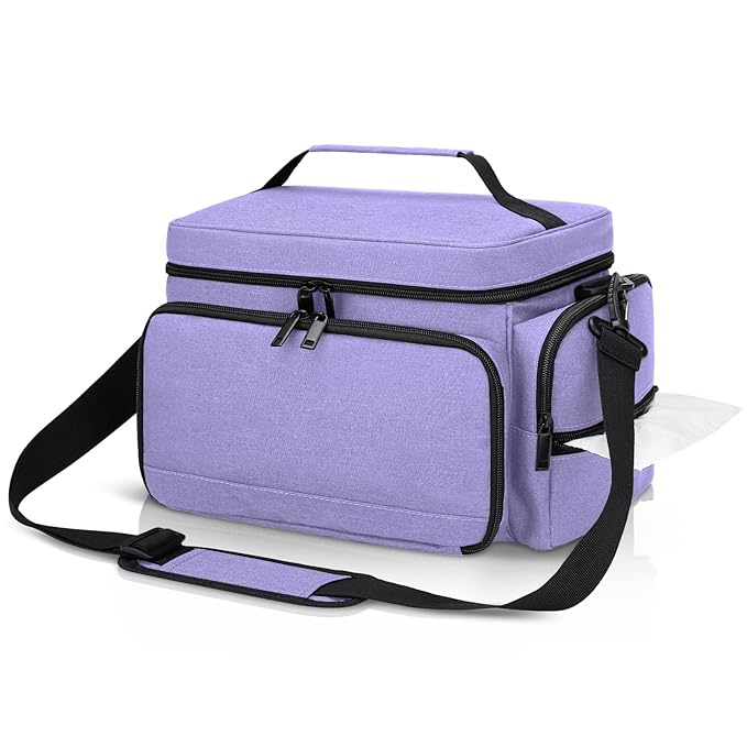 GDNasist Breast Pump Bag Fit for Spectra S1 and S2, Pumping Bags with Waterproof Mat for Pump Accessories, Portable Pump Carrying Case for Work, Travel and Family Use, Purple