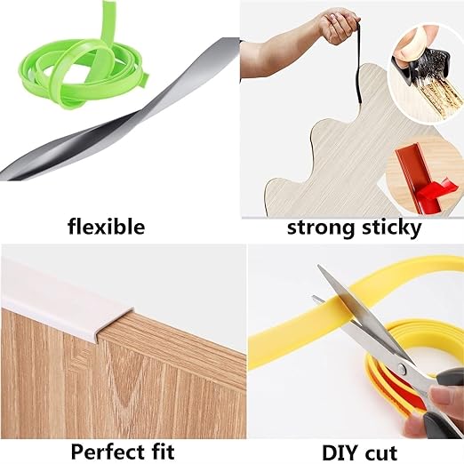 6.5ft Edge Guard U-Shape Edge Banding Self Adhesive TPE Edge Protector Strip, Glossy Corner and Edge Bumper Guards, Edge Protector(Black,12mm)