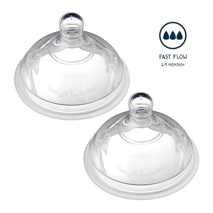 Tiny Twinkle Silicone Baby Bottle Nipples - Bisphenol A-Free, Phthalate-Free Baby Bottle-Feeding Supplies, Soft, Easy to Latch Nipples for Baby Bottles, 2 Pack, Fast Flow (6-9 Months)