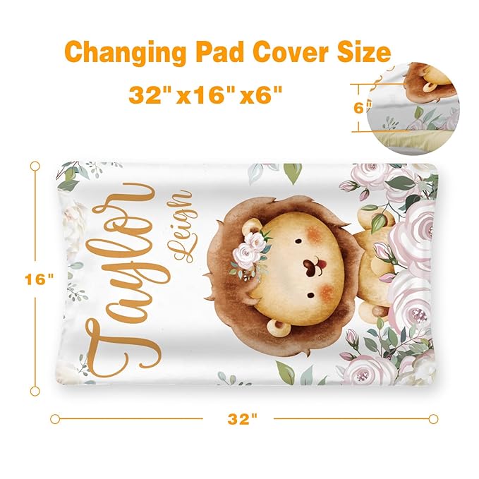 Custom Changing Pad Cover Set - Jersey Knit Comfy CozyUltra Soft Unisex Diaper Changing Table Covers with Personalized Name for Baby Boys Girls - Waterproof Ultra Soft 4 Pcs Set Style09