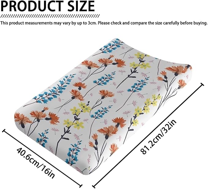 Flowers Changing Table Cover for Boys Girls Soft Baby Changing Pad Cover Breathable Table Sheets Washable Lightweight Diaper Changing Cover