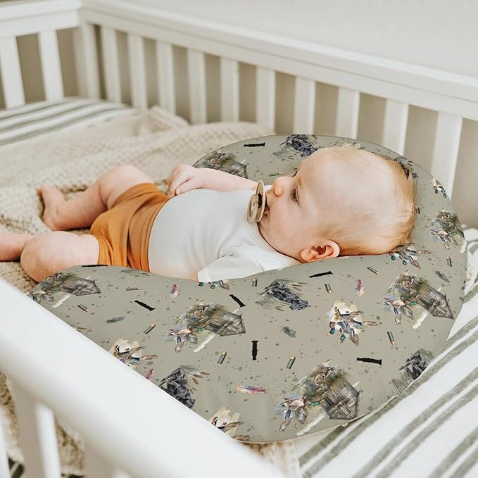Vintage Duck Hunting Hunter Baby Nursing Pillow Covers for Boy Girl Retro Mallard Ducks Dog Farmhouse Nursery Pillowcase for Breastfeeding Pillows Wild Bird Soft Stretchy Slipcover for Newborn Infant