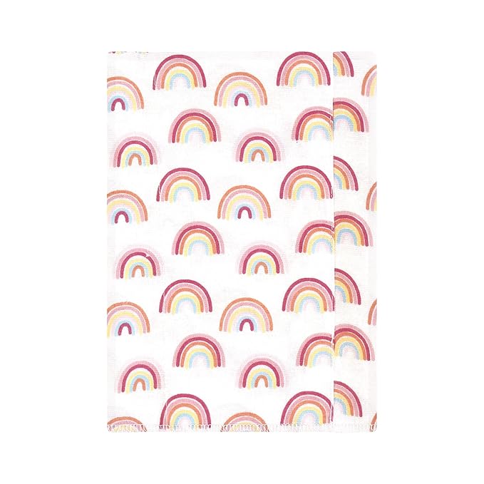 Hudson Baby Unisex Baby Cotton Flannel Burp Cloths 4-Pack, Sunshine and Rainbows, One Size