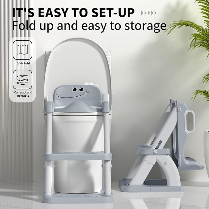Potty Training Seat for Toddlers, 2 in 1 Potty Training Toilet with Anti-Slip Pad Step Stool, Toddler Toilet Seat for Boys and Girls (Include 2 Ducks)