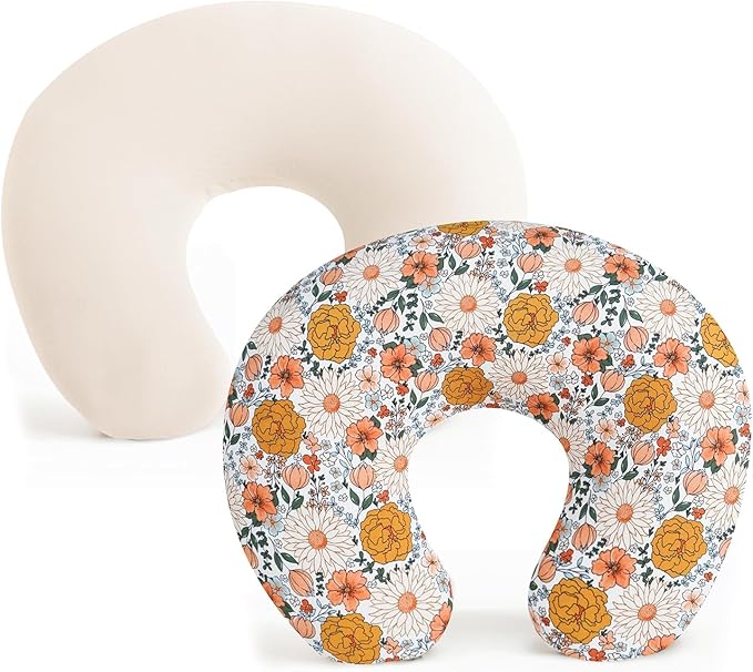 Nursing Pillow for Breast Feedingand Bottle Feeding, Breastfeeding Pillows for Mom with Removable Cover and Breathable Filling, Feeding Pillow for 0-16 Months(Flower)
