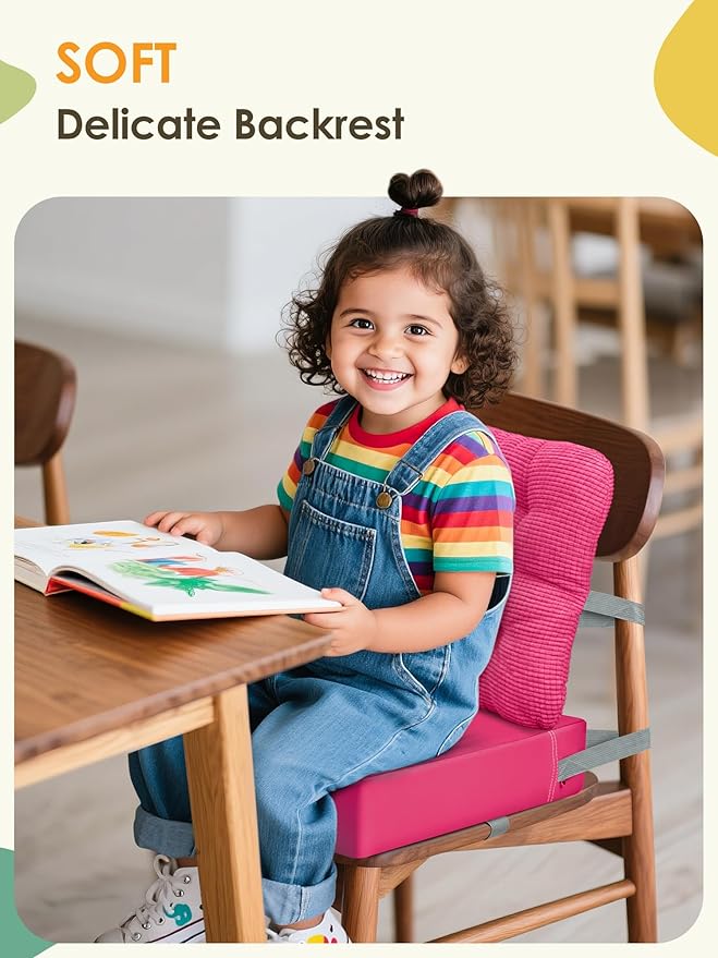 Booster Seat for Kitchen Chair, Toddler Booster Seats with Adjustable Washable Safety Belts Kitchen Dining Table Booster Seat Portable Travel Increasing Cushion for Baby Child Kid Boy Girl