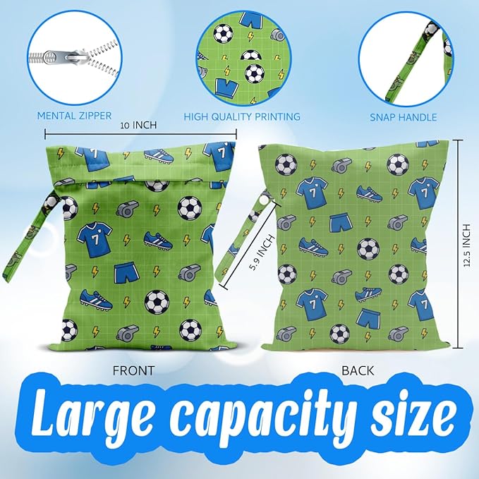 Soccer Wet Dry Wet Bag for Swimsuit Towel Baby Travel Cloth Diapers Beach Gym Toiletries Makeup Storage Bag Summer Vacation Essential Holiday Soccer Coach Team Gifts Game Day Party