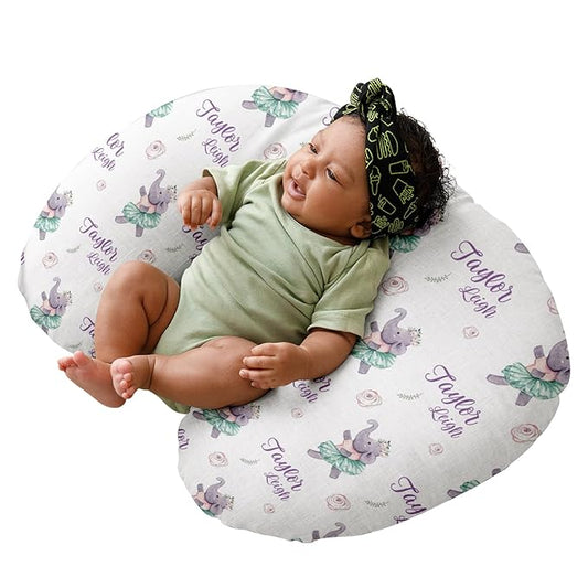 Dyoart Custom Baby Nursing Pillow Cover for Nursing, Purple Elephant Removable Nursing Covers for Breastfeeding Pillows, Ultra Soft Comfortable Slipcover for Newborn Baby Boys and Girls