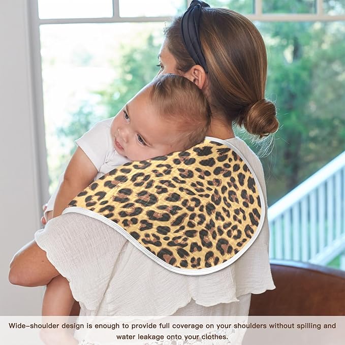 Muslin Burp Cloths for Baby Boys and Girls - 1-Pack Ultra Absorbent Leopard Print Muslin Washcloths, Newborn Towel, Milk Spit Up Rags, Burp Cloth Bib for Unisex, 22 x 11 Inch