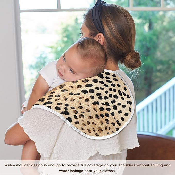 1Pc Leopard Print Burp Cloth,Unisex Large Absorbent Soft Cotton Muslin Burping Cloths for Newborn Boys Girls,11x22in,A111124