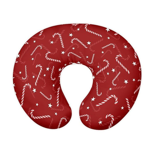 Red Christmas Cane Nursing Pillow Cover for Baby Boy Girl Breastfeeding Slipcover Infant Newborn Nursery Bottle Pillowcase Stretchy Replaceable Pillow Cover Slipcover Xmas Decor