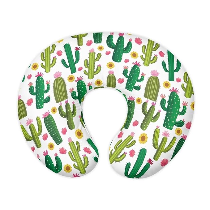 Jeiento Green Cactus Breastfeeding Pillow Case Soft Stretchy Nursing Pillow Cover Fit Standard Infant Nursing Pillows