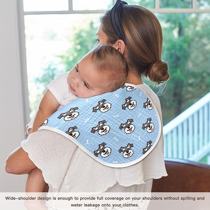 vvfelixl Muslin Burp Cloths Miniature Schnauzer Dog Heads Baby Washcloths for Baby Girl Boys 2 Pack